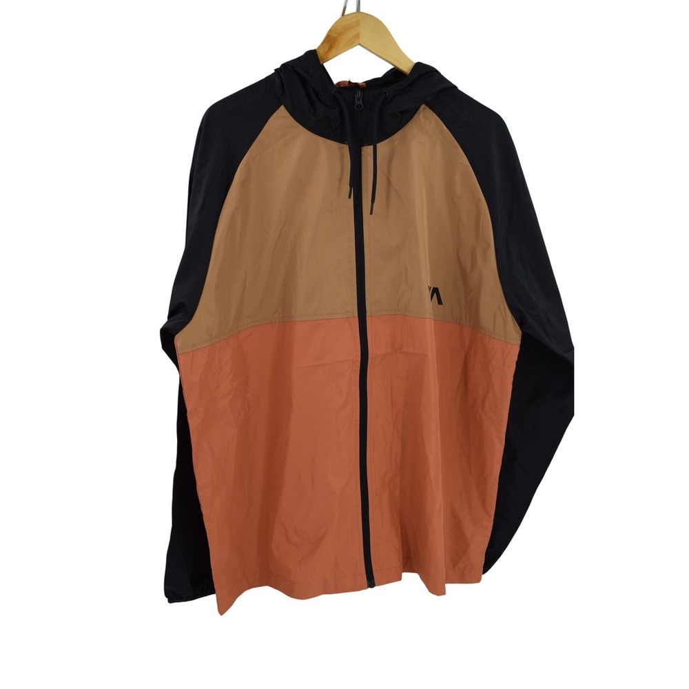 RVCA Ryder Jacket Mens XL Colorblock Full Zip Hooded Windbreaker Coat‎